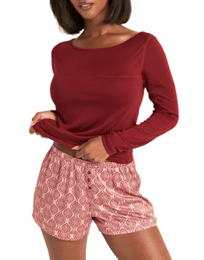 Adore Me Mei Long Sleeve & Shorts Pajama Set In Multi