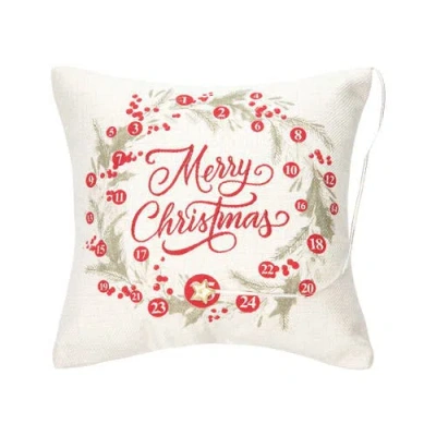 C & F Home C&f Home Merry Christmas Wreath Embellished Throw Pillow, 13.5" X 13.5" In White