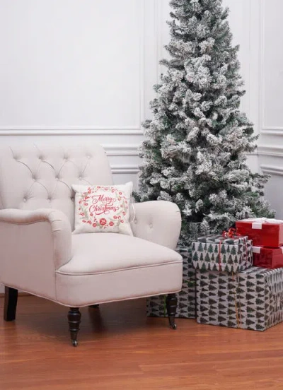 C & F Home C&f Home Merry Christmas Wreath Embellished Throw Pillow, 13.5" X 13.5" In White