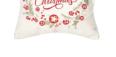 C & F Home C&f Home Merry Christmas Wreath Embellished Throw Pillow, 13.5" X 13.5" In White