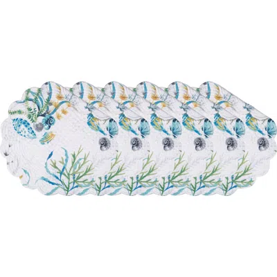 C & F Home C&f Home Marlowe Sound Round Placemats Set Of 6, 17" Decor In White