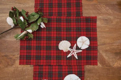C & F Home C&f Home Seaside Plaid Table Runner 13" X 72" In Red