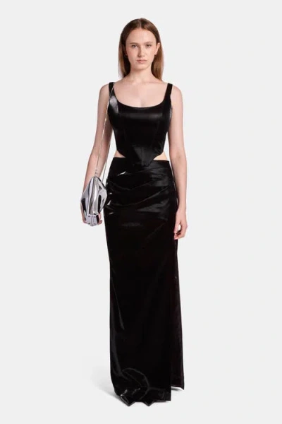 Kate Barton Willow Black Vinyl Corset In Multi