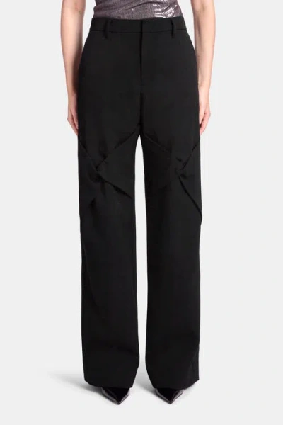 Kate Barton Draped Knee Black Wool Trouser In Black
