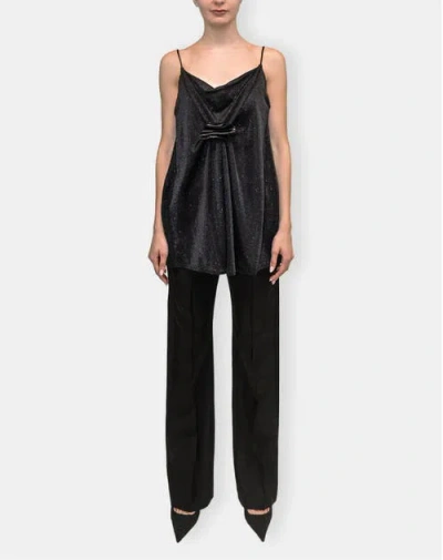 Kate Barton Cowl-neck Top With Brooch In Black