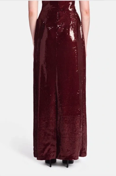Kate Barton Sequin Draped Maxi Skirt In Burgundy