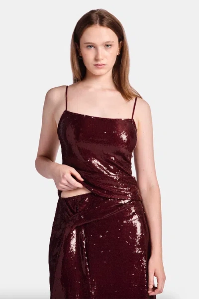 Kate Barton Sequin Draped Maxi Skirt In Burgundy