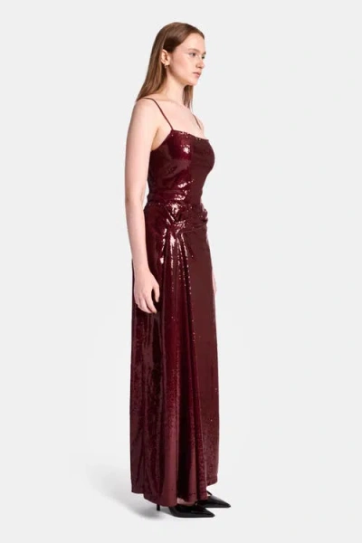 Kate Barton Sequin Draped Maxi Skirt In Burgundy