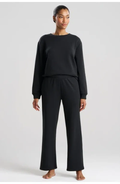 Natori Edit Nova Cozy Brushed Knit Everywhere Straight Leg Pant In Black