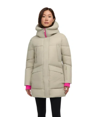 Pajar Heirani Mid-length Quilted Parka Puffer With Oversized Hood In Neutral