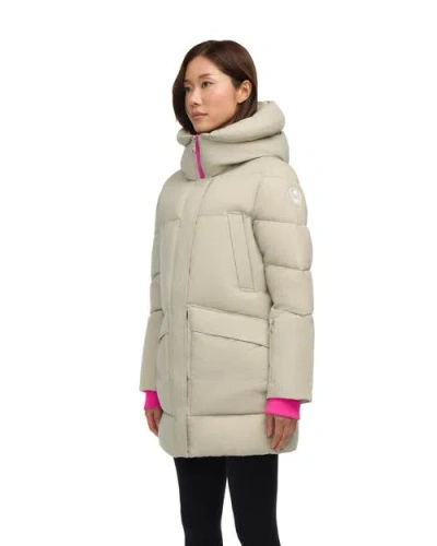 Pajar Heirani Mid-length Quilted Parka Puffer With Oversized Hood In Neutral