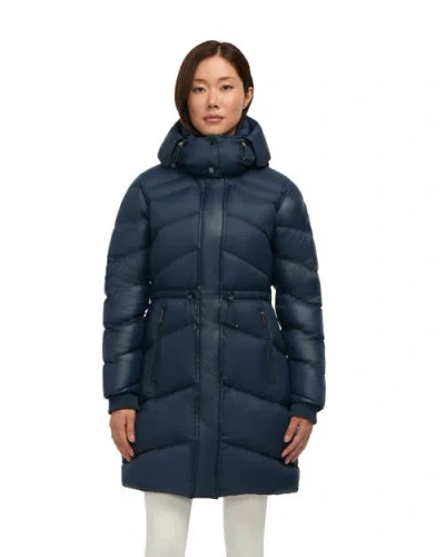 Pajar Saturn Mid-length Quilted Puffer With Removable Hood In Blue