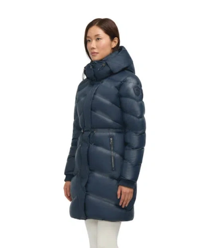 Pajar Saturn Mid-length Quilted Puffer With Removable Hood In Blue