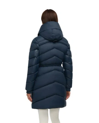 Pajar Saturn Mid-length Quilted Puffer With Removable Hood In Blue