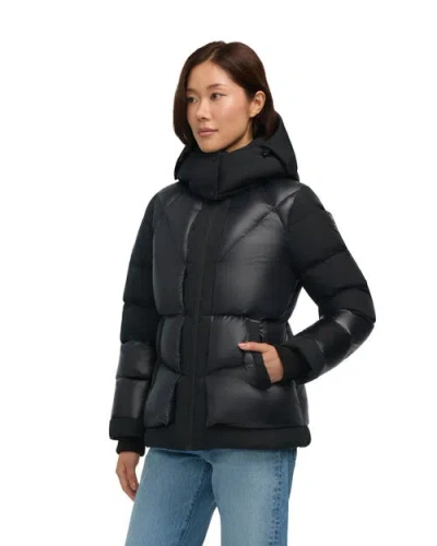 Pajar Vega Mixed Media Puffer Jacket With Removable Hood In Black