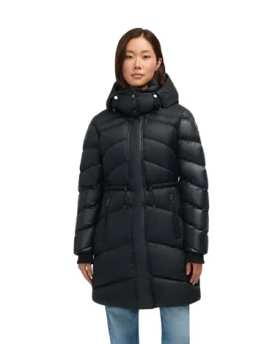 Pajar Saturn Mid-length Quilted Puffer With Removable Hood In Black
