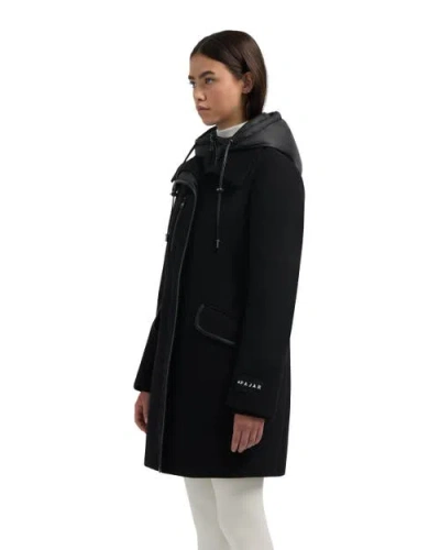 Pajar Button Front Wool-blend Coat In Black