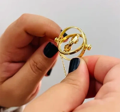 Harry Potter Hermione Time Travel Magical Hourglass Rotating Necklace, 22" In Gold