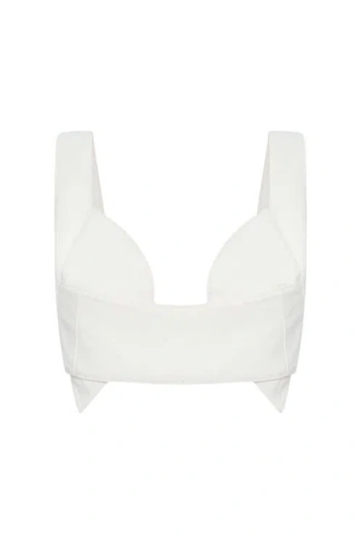 Jendue Us Elena Denim Crop Top In White