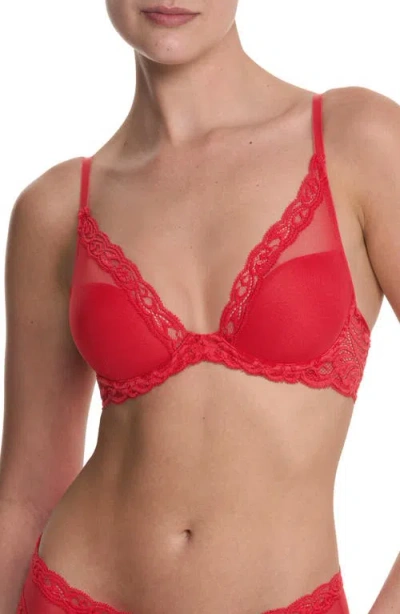 Natori Women's Feathers Lace Contour Underwire Plunge Bra 730023 In Animal Print