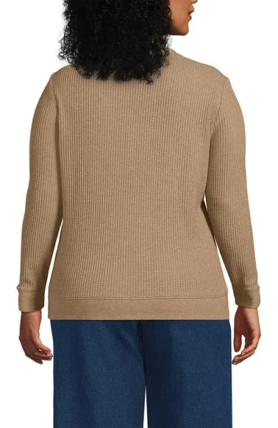 Lands' End Long Sleeve Waffle Quarter Zip Pullover In Multi