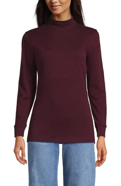Lands' End Relaxed Cotton Long Sleeve Mock Turtleneck In Purple