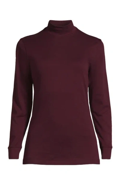 Lands' End Relaxed Cotton Long Sleeve Mock Turtleneck In Purple
