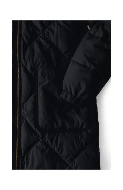Lands' End Plus Size Featherfree Insulated Diamond Quilted Maxi Coat In Black