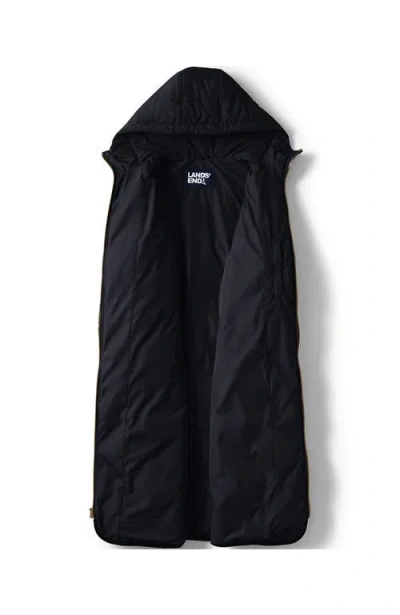 Lands' End Plus Size Featherfree Insulated Diamond Quilted Maxi Coat In Black