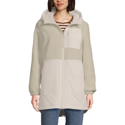 Lands' End High Pile Quilted Mixed Media Parka In Neutral