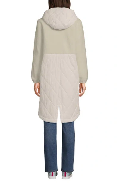Lands' End High Pile Quilted Mixed Media Parka In Neutral