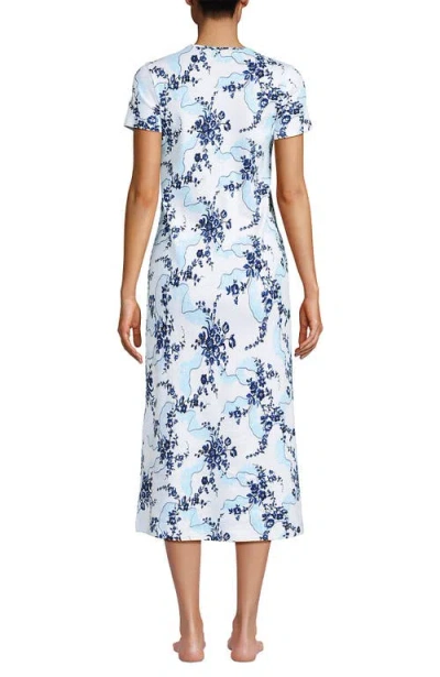 Lands' End Cotton Short Sleeve Midcalf Nightgown In Multi