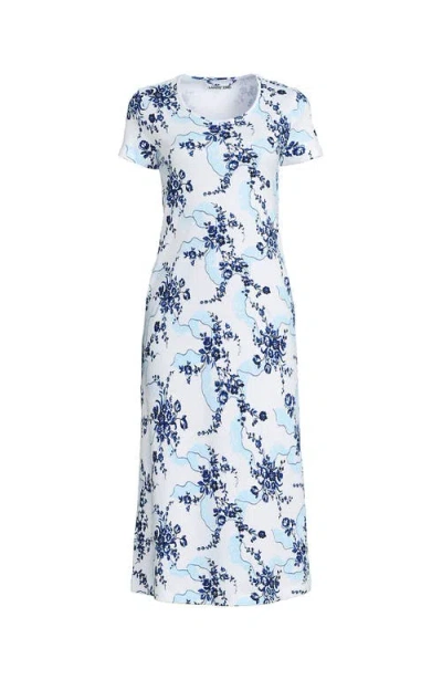 Lands' End Cotton Short Sleeve Midcalf Nightgown In Multi