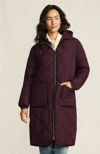 Lands' End Featherfree Insulated Diamond Quilted Maxi Coat In Burgundy