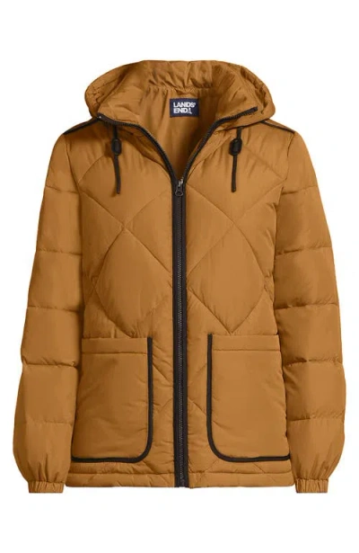 Lands' End Featherfree Insulated Diamond Quilted Jacket In Brown