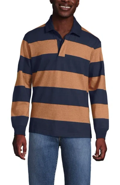 Lands' End Long Sleeve Rugby Shirt In Blue