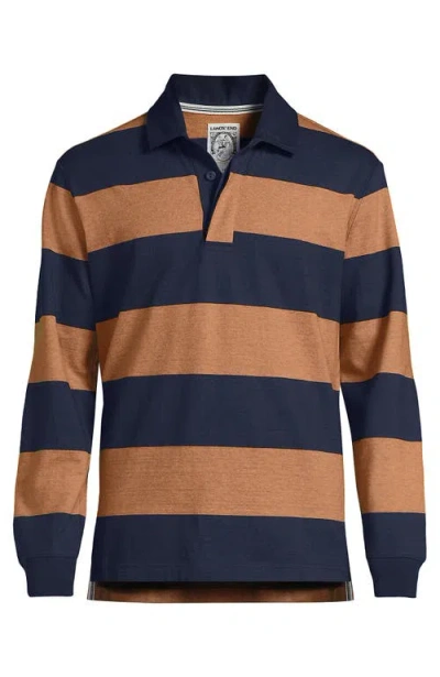 Lands' End Long Sleeve Rugby Shirt In Blue