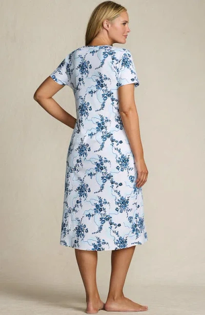 Lands' End Cotton Short Sleeve Midcalf Nightgown In Multi
