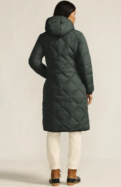 Lands' End Featherfree Insulated Diamond Quilted Maxi Coat In Green