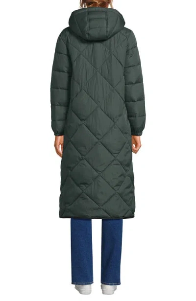 Lands' End Featherfree Insulated Diamond Quilted Maxi Coat In Green