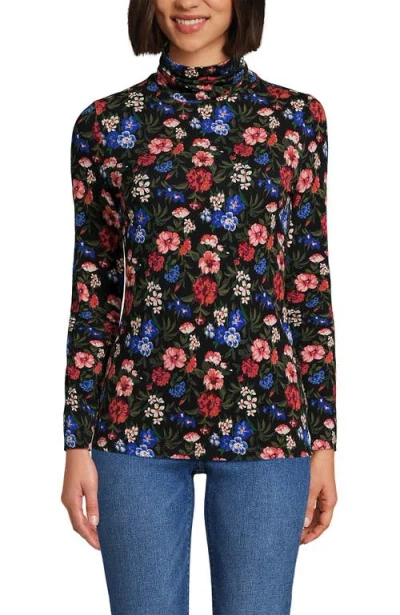 Lands' End Lightweight Jersey Skimming Long Sleeve Turtleneck In Multi