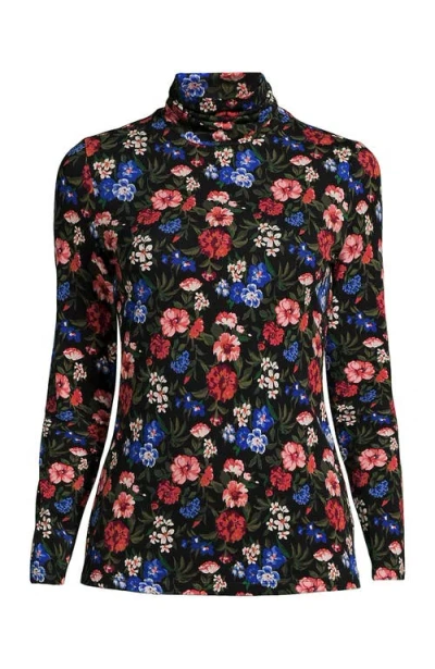 Lands' End Lightweight Jersey Skimming Long Sleeve Turtleneck In Multi