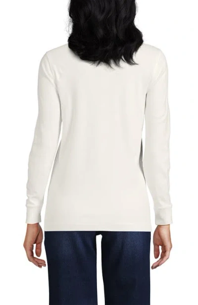 Lands' End Tall Relaxed Cotton Long Sleeve Mock Turtleneck In White