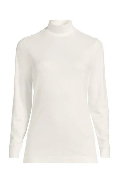 Lands' End Tall Relaxed Cotton Long Sleeve Mock Turtleneck In White