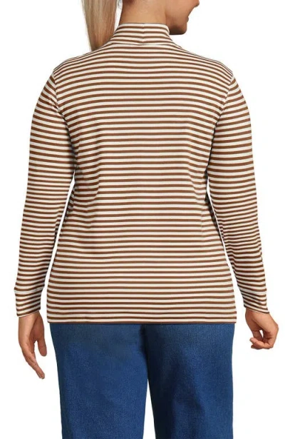Lands' End Relaxed Cotton Long Sleeve Mock Turtleneck In Multi