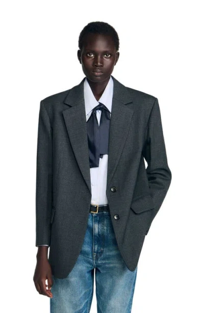 Sandro Notch Lapel Jacket In Gray