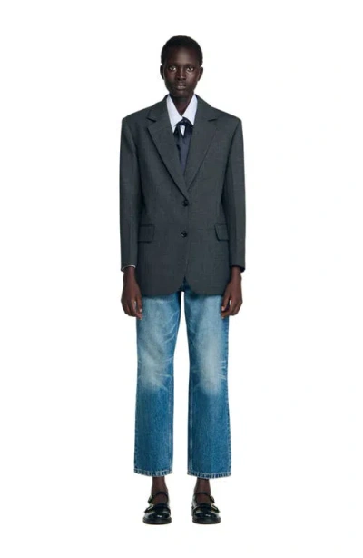 Sandro Notch Lapel Jacket In Gray