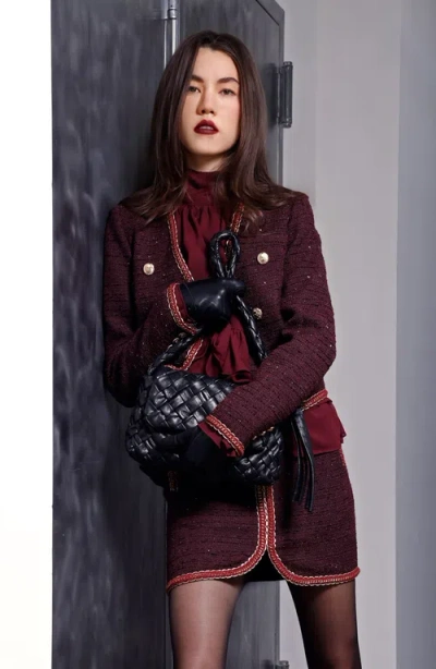 Walter Baker Halston Woven Flap Shoulder Bag In Black