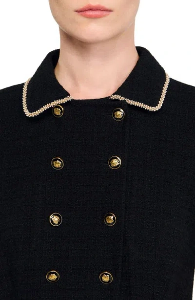 Sandro Short Buttoned Tweed Dress In Multi