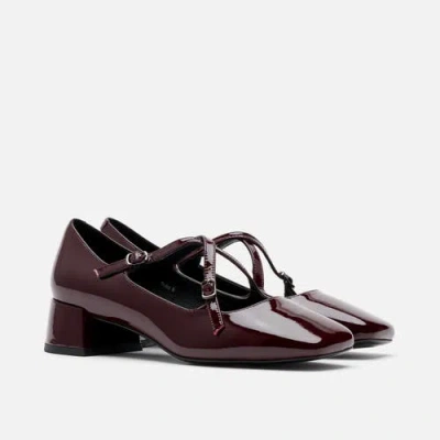 Marc Nolan Ruby Patent Leather Mary Jane Block Heels In Burgundy